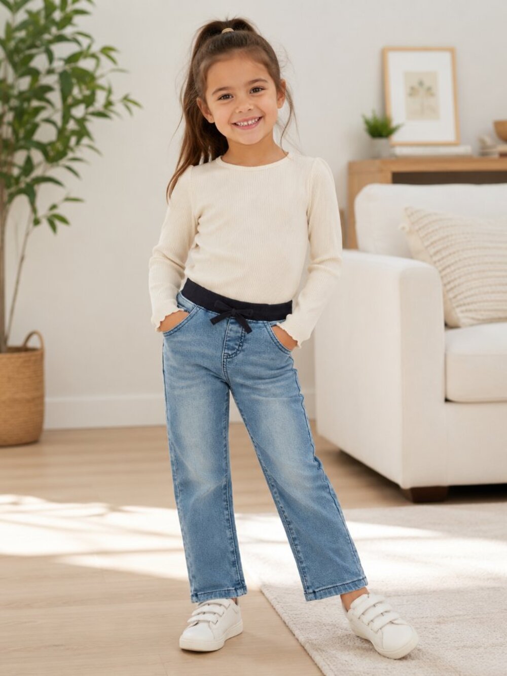 Wonder Nation Toddler Pull On Denim Pants Size 5T Blue